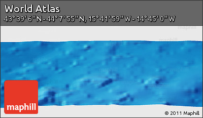 Shaded Relief Panoramic Map of the Area around 43° 53' 30" N, 15° 13' 29" W