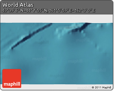 Satellite 3D Map of the Area around 43° 53' 30" N, 161° 34' 29" E