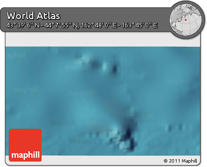 Satellite 3D Map of the Area around 43° 53' 30" N, 163° 16' 30" E