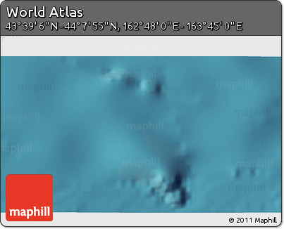 Satellite 3D Map of the Area around 43° 53' 30" N, 163° 16' 30" E