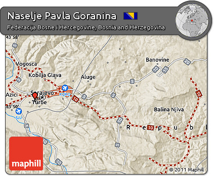 Shaded Relief Map of Naselje Pavla Goranina