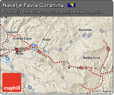 Shaded Relief Map of Naselje Pavla Goranina
