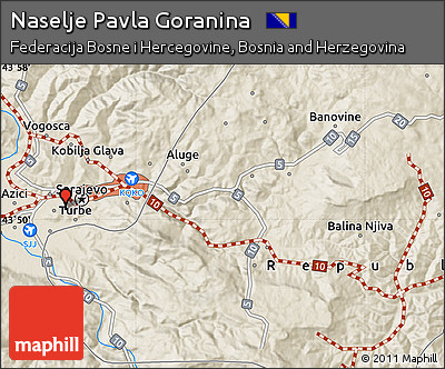 Shaded Relief Map of Naselje Pavla Goranina