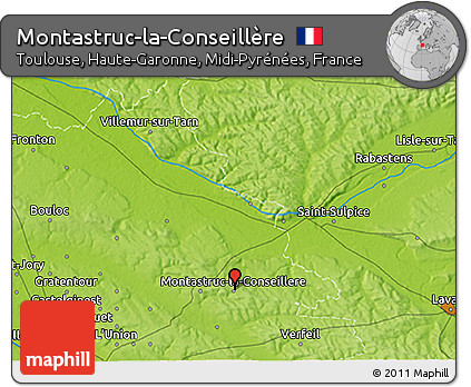 Physical 3D Map of Montastruc-la-Conseillère