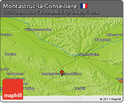 Physical 3D Map of Montastruc-la-Conseillère