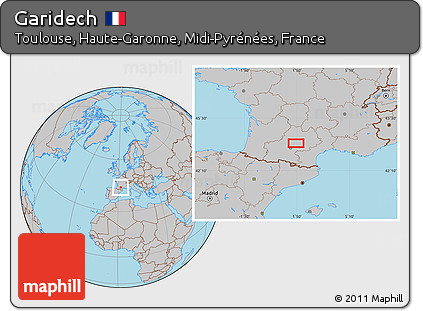 Gray Location Map of Garidech