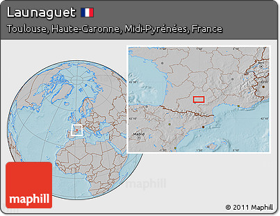 Gray Location Map of Launaguet, hill shading