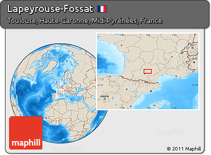 Shaded Relief Location Map of Lapeyrouse-Fossat