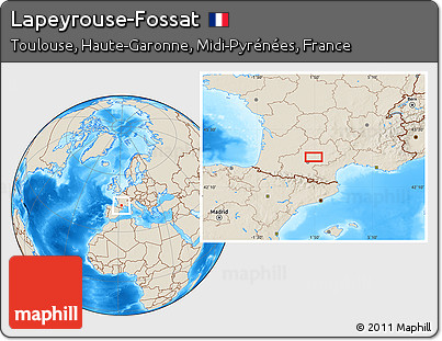 Shaded Relief Location Map of Lapeyrouse-Fossat