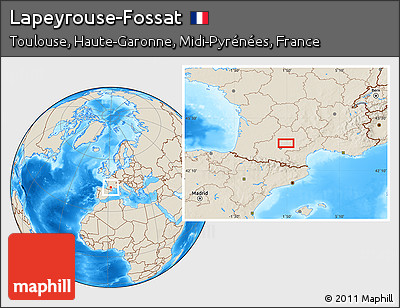 Shaded Relief Location Map of Lapeyrouse-Fossat