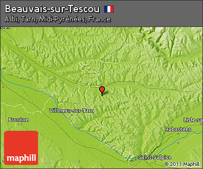 Physical Map of Beauvais-sur-Tescou