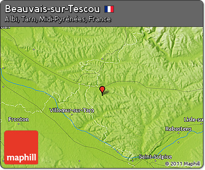 Physical Map of Beauvais-sur-Tescou