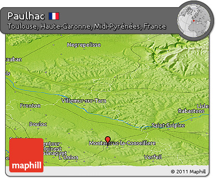 Physical Panoramic Map of Paulhac