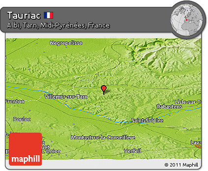 Physical Panoramic Map of Tauriac