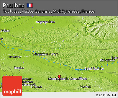Physical Panoramic Map of Paulhac