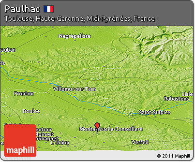 Physical Panoramic Map of Paulhac