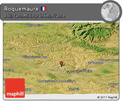 Satellite Panoramic Map of Roquemaure