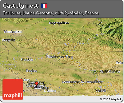 Satellite Panoramic Map of Castelginest
