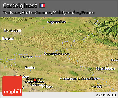 Satellite Panoramic Map of Castelginest