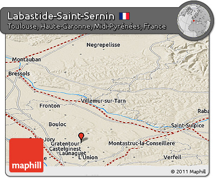 Shaded Relief Panoramic Map of Labastide-Saint-Sernin