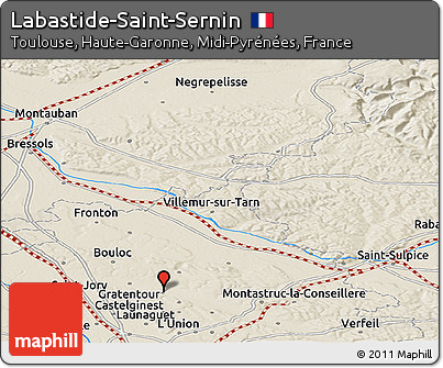 Shaded Relief Panoramic Map of Labastide-Saint-Sernin