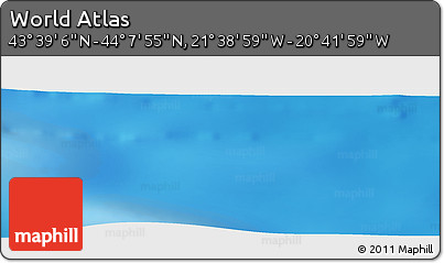 Shaded Relief Panoramic Map of the Area around 43° 53' 30" N, 21° 10' 29" W