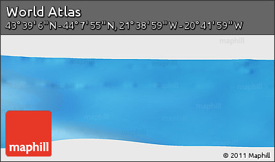 Shaded Relief Panoramic Map of the Area around 43° 53' 30" N, 21° 10' 29" W