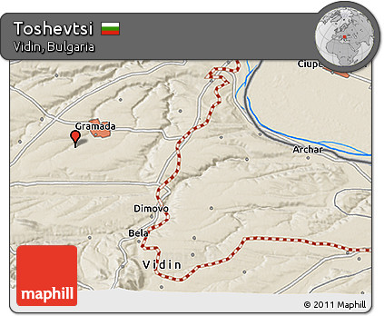 Shaded Relief 3D Map of Toshevtsi