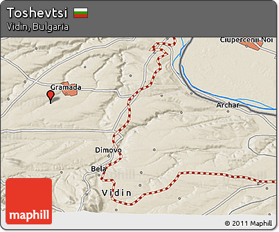 Shaded Relief 3D Map of Toshevtsi