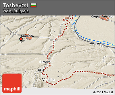 Shaded Relief 3D Map of Toshevtsi