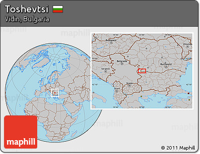 Gray Location Map of Toshevtsi