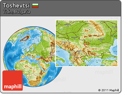 Physical Location Map of Toshevtsi