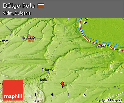 Physical Map of Dŭlgo Pole