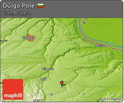 Physical Map of Dŭlgo Pole