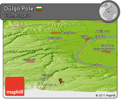 Physical Panoramic Map of Dŭlgo Pole