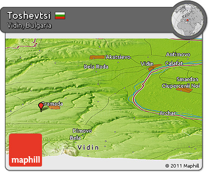 Physical Panoramic Map of Toshevtsi