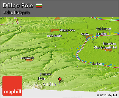 Physical Panoramic Map of Dŭlgo Pole