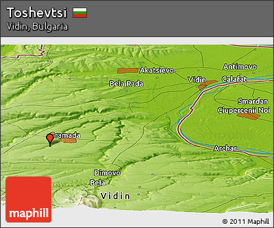 Physical Panoramic Map of Toshevtsi