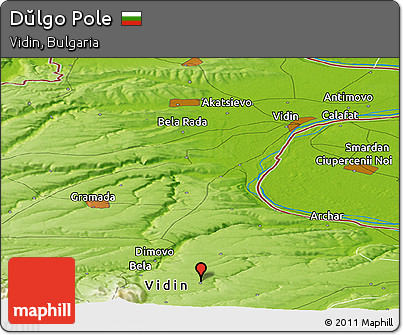 Physical Panoramic Map of Dŭlgo Pole