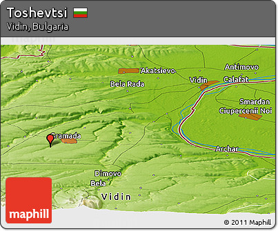 Physical Panoramic Map of Toshevtsi