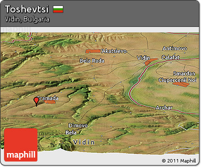 Satellite Panoramic Map of Toshevtsi