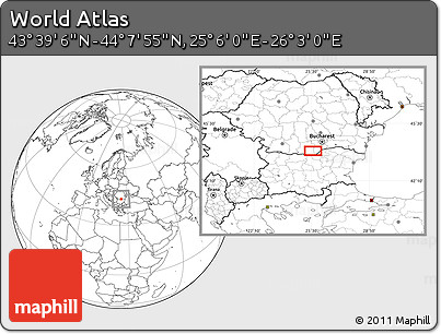 Blank Location Map of the Area around 43° 53' 30" N, 25° 34' 30" E