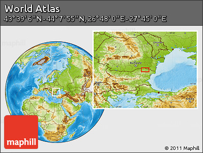 Physical Location Map of the Area around 43° 53' 30" N, 27° 16' 29" E