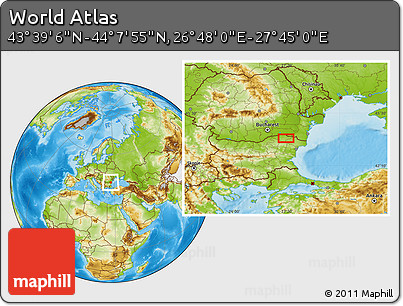 Physical Location Map of the Area around 43° 53' 30" N, 27° 16' 29" E