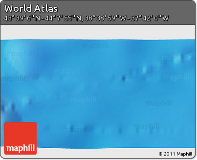 Shaded Relief 3D Map of the Area around 43° 53' 30" N, 38° 10' 29" W
