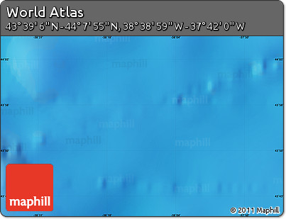 Physical Map of the Area around 43° 53' 30" N, 38° 10' 29" W