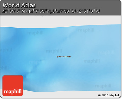 Shaded Relief 3D Map of the Area around 43° 53' 30" N, 3° 19' 30" W