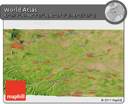 Satellite 3D Map of the Area around 43° 53' 30" N, 43° 25' 29" E