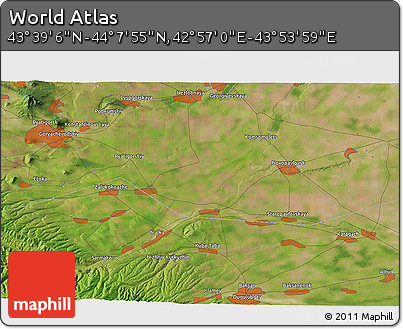 Satellite 3D Map of the Area around 43° 53' 30" N, 43° 25' 29" E