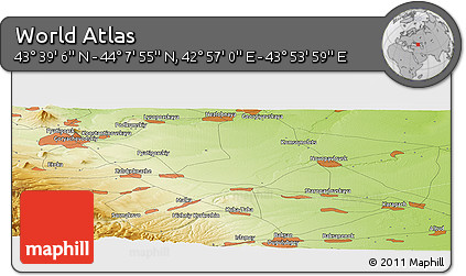 Physical Panoramic Map of the Area around 43° 53' 30" N, 43° 25' 29" E